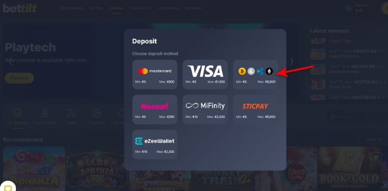 How to deposit on a casino with Bitcoin? - Guide Step 3